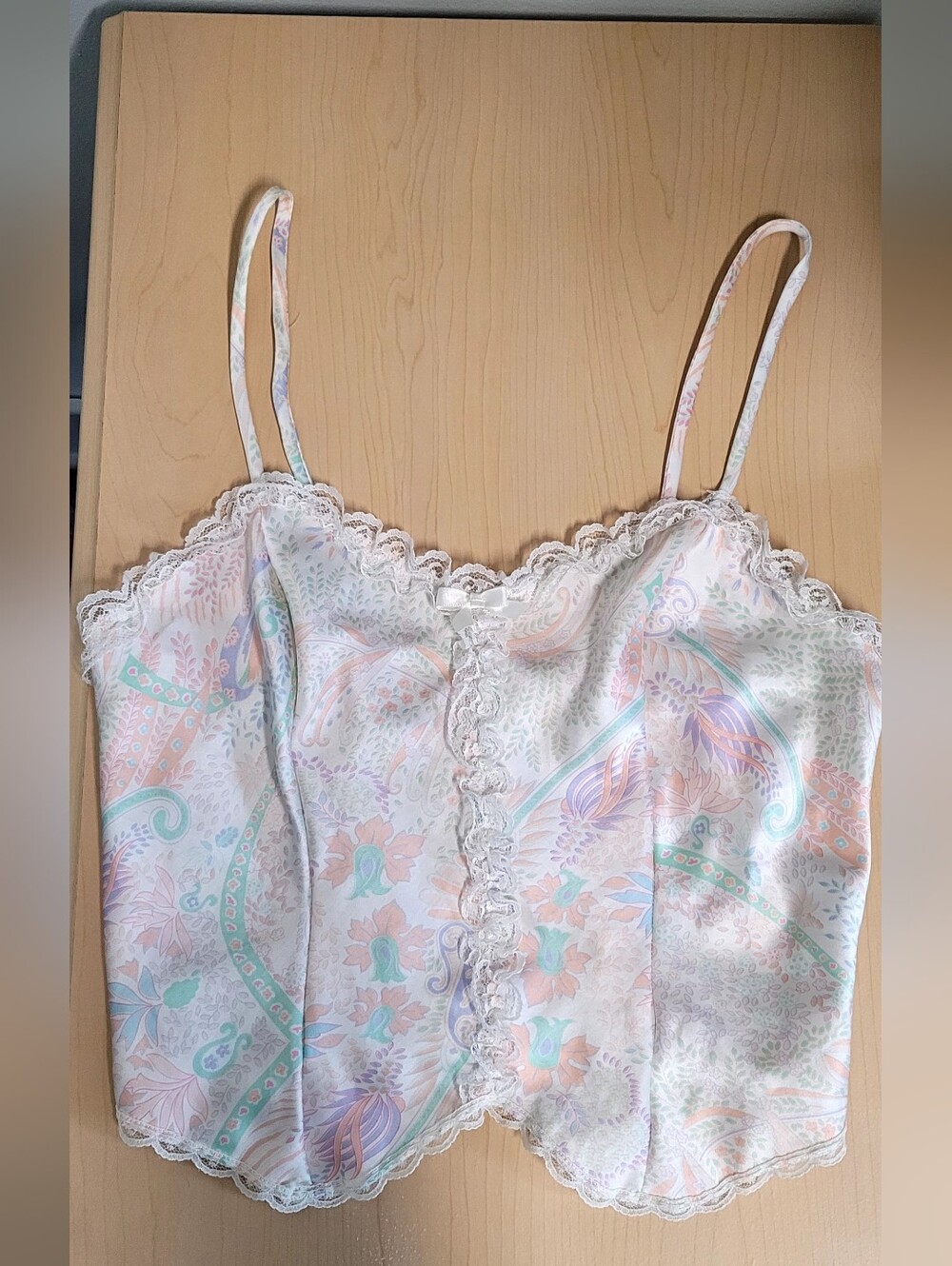 Vintage Lace-Trim Crop Cami Top